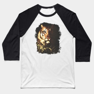 Tiger in the Moonlight Shadows - Grunge Texture Baseball T-Shirt